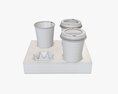 Paper Coffee Cups With Cardboard Holder Modelo 3d