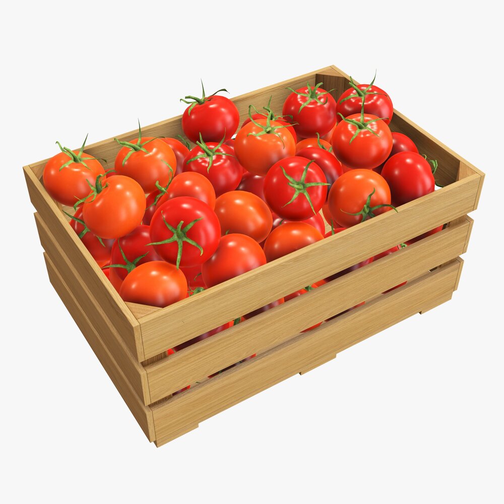 Tomato In Wooden Crate Modèle 3D