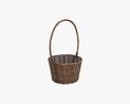 Wicker Basket With Handle Dark Brown 3d model