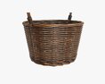 Wicker Basket With Handle Dark Brown 3Dモデル