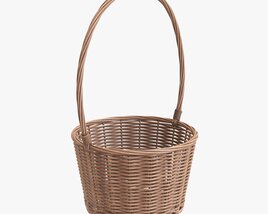 Wicker Basket With Handle Light Brown 3D model