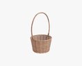 Wicker Basket With Handle Light Brown 3D 모델 