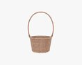 Wicker Basket With Handle Light Brown Modello 3D