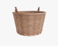 Wicker Basket With Handle Light Brown 3D модель