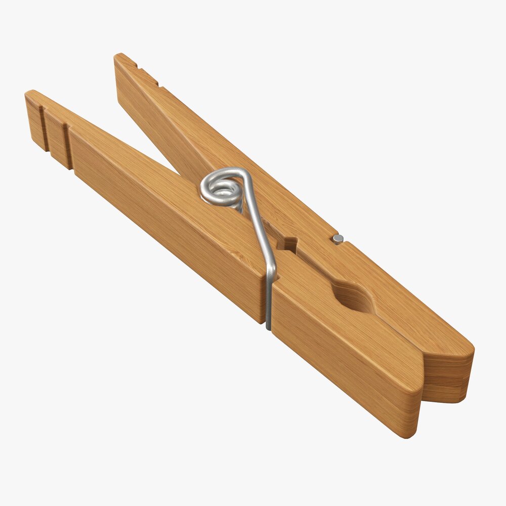 Wooden Long Clothes Peg Clothespin 3Dモデル
