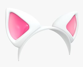 Headband Cat Ears White 3D model