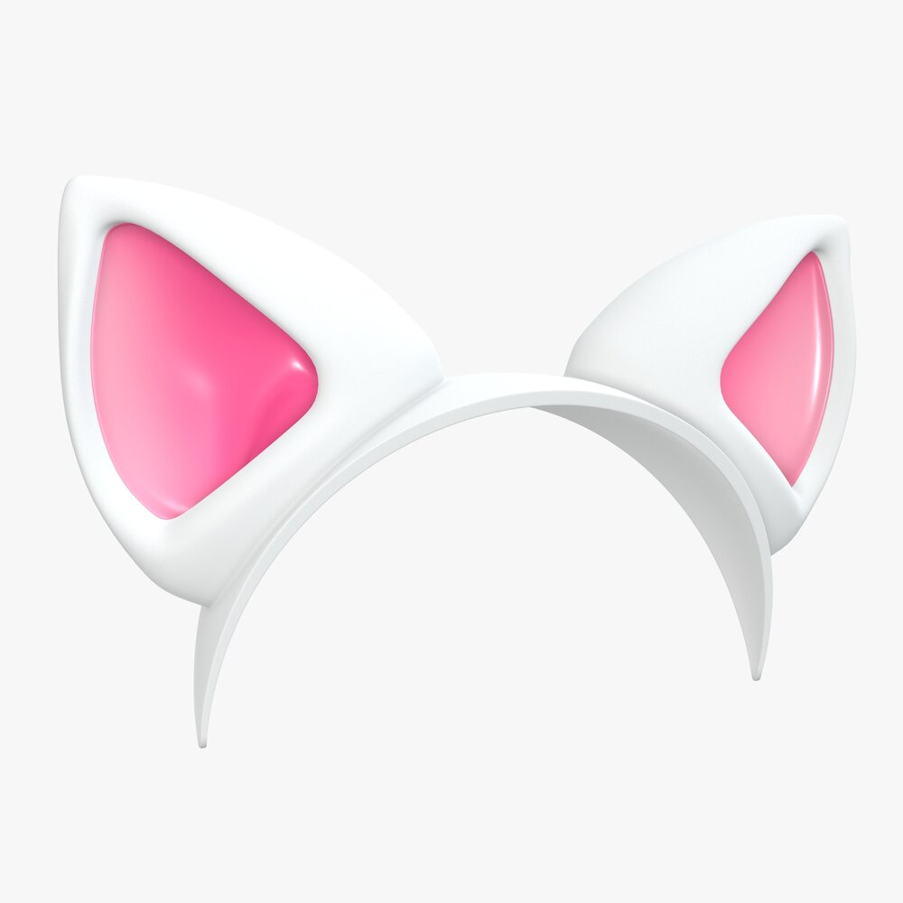 Headband Cat Ears White Modello 3D