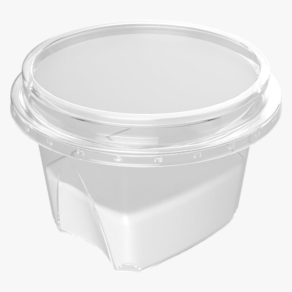 Yoghurt Plastic Box With Label 3D-Modell