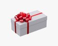 White Gift Box With Red Ribbon 05 3d model