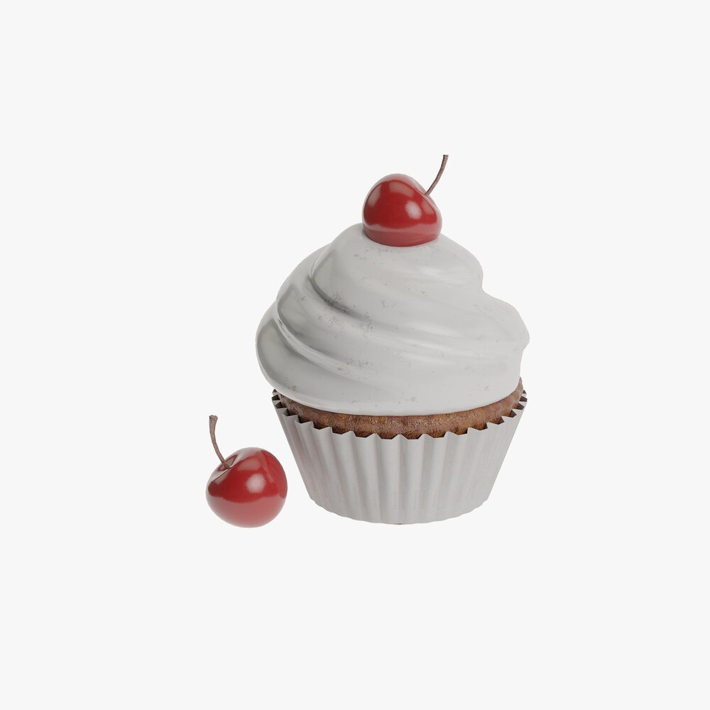 Cupcake With Cherry Modello 3D