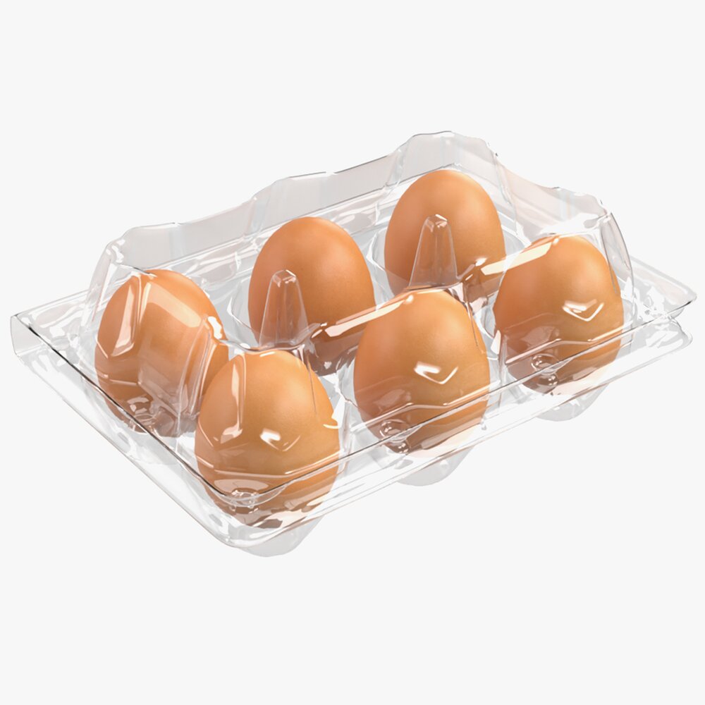 Egg Plastic Package 6 Eggs Modelo 3d