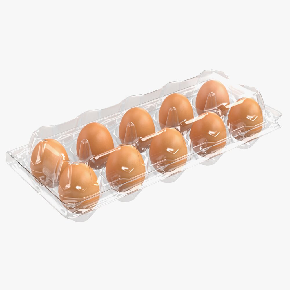 Egg Plastic Package 10 Eggs V1 3Dモデル