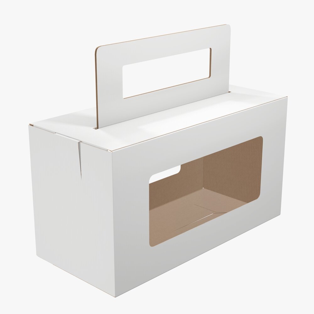Empty Carrying Cardboard Corrugated Box With Handle 01 3D модель