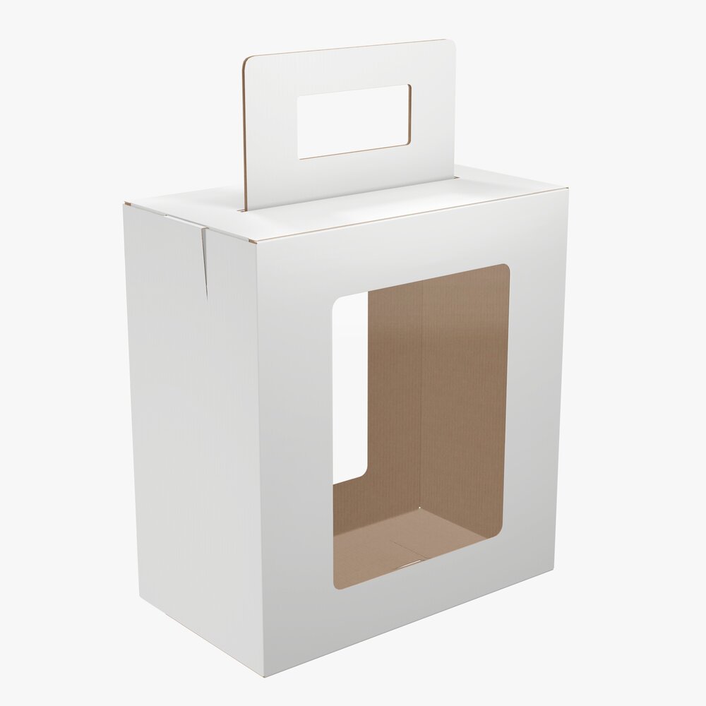Empty Carrying Cardboard Corrugated Box With Handle 02 3D模型