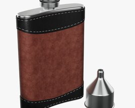 Flask Liquor Stainless Steel Leather Wrap 01 Modello 3D