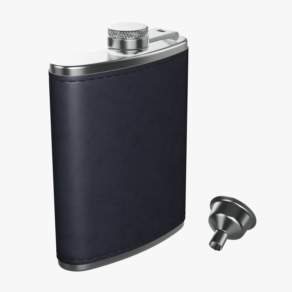Flask Liquor Stainless Steel Leather Wrap 02 3D 모델 