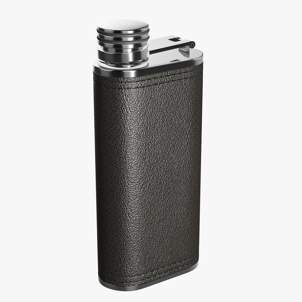 Flask Liquor Stainless Steel Leather Wrap 03 Modello 3D