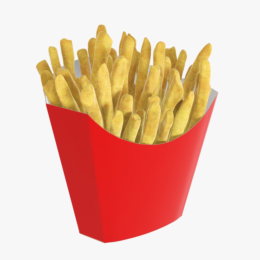 French Fries with Fast Food Paper Box 01 3Dモデル