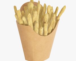 French Fries with Fast Food Paper Box 02 3D model