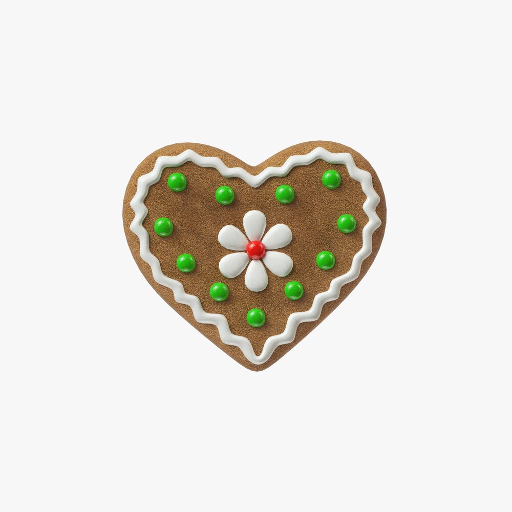 Gingerbread Cookie Heart 3D модель