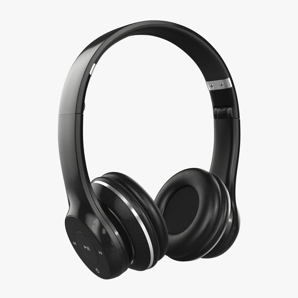 Headphones Bluetooth Black Modello 3D