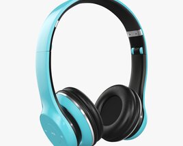 Headphones Bluetooth Blue 3D model