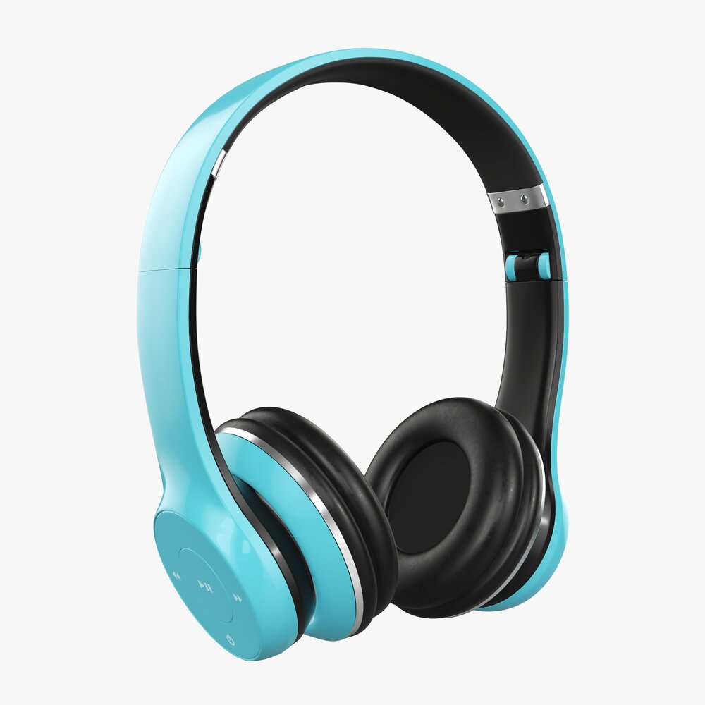 Headphones Bluetooth Blue 3D модель