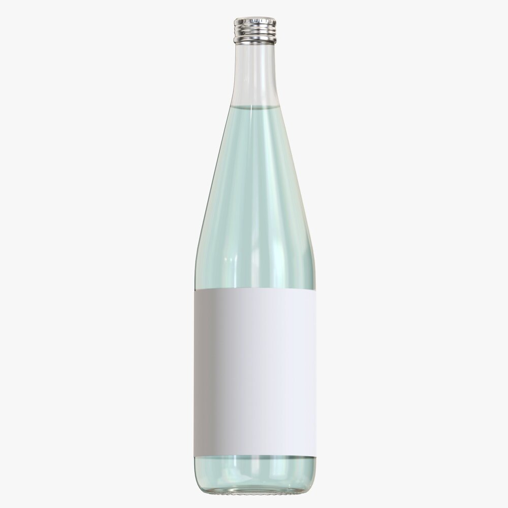 Mineral Water In Glass Bottle Mock Up 3D model