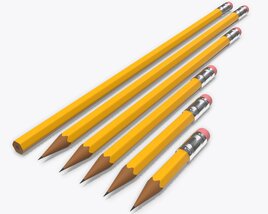 Pencils With Rubber Various Sizes 3D-Modell