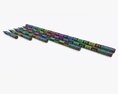Pencils With Rubber Various Sizes 3d model