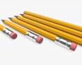 Pencils With Rubber Various Sizes 3D 모델 