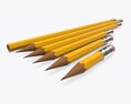 Pencils With Rubber Various Sizes 3D модель