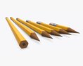 Pencils With Rubber Various Sizes 3Dモデル