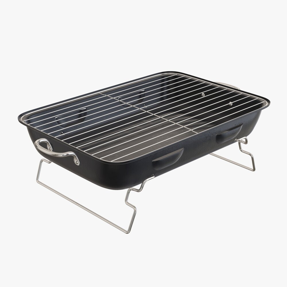 Portable Charcoal Steel Grill Bbq 3D 모델 