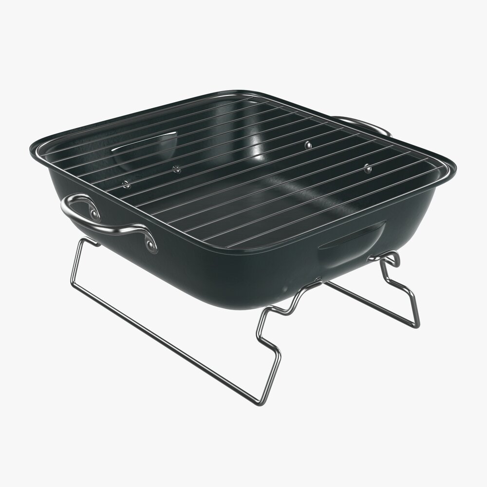 Portable Charcoal Steel Grill Bbq Small Modelo 3d