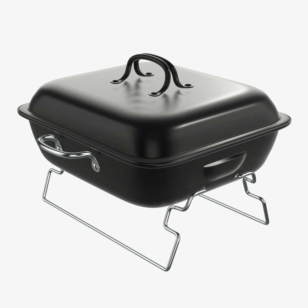 Portable Charcoal Steel Grill Bbq Small With Cap Modèle 3D