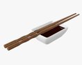 Soy Sauce In Bowl And Chopsticks 3D модель