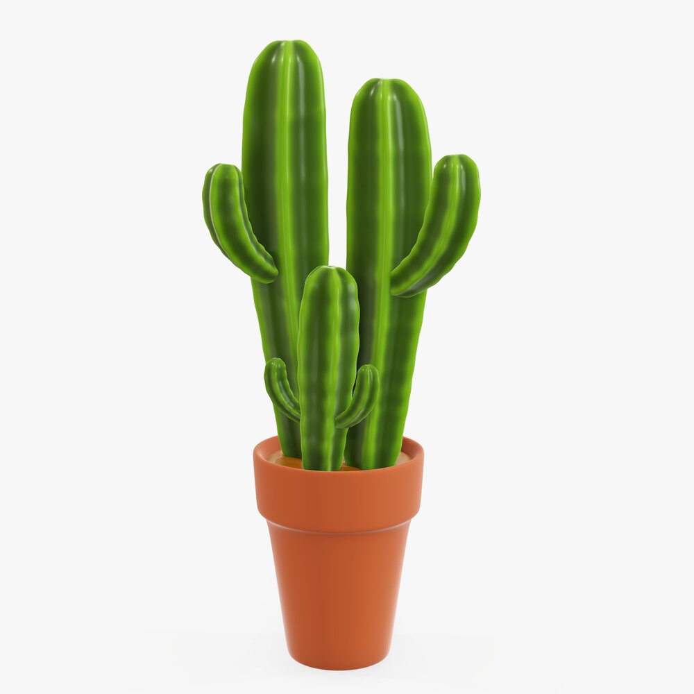 Cactus In Planter Pot Plant 03 Stylized Modelo 3D