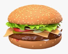 Cheeseburger Fast Food 01 Stylized 3D-Modell