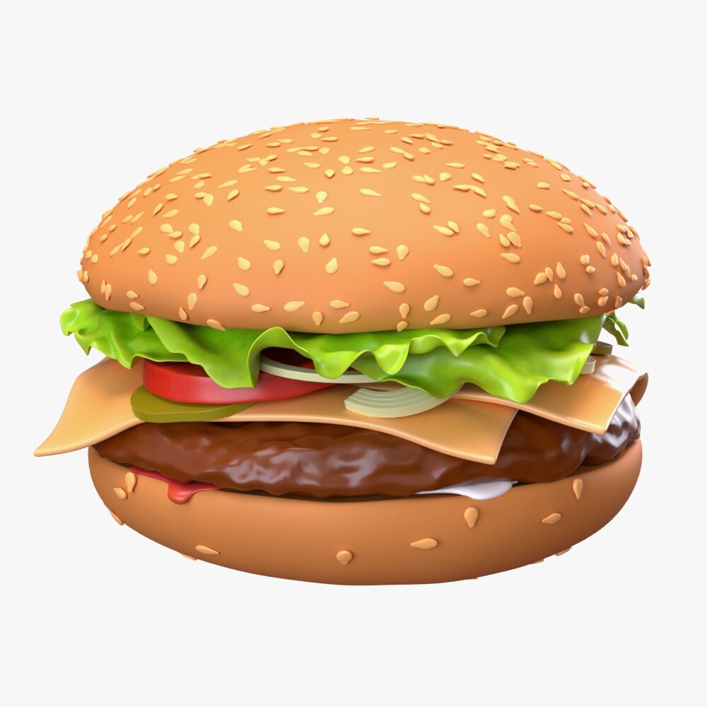 Cheeseburger Fast Food 01 Stylized Modèle 3D