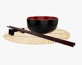 Chopsticks On Rest With Bowl 3D模型
