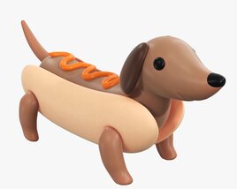 Dachshund Puppy In Hot Dog Bun Modello 3D