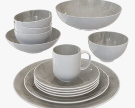 Dinnerware Set 02 Bowl Mug Dinner Salad Plate Platter 3D模型