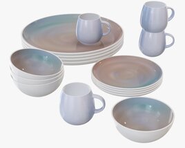 Dinnerware Set 03 Bowl Mug Dinner Plate Platter 3D 모델 
