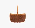 Empty Oval Wicker Basket With Handle 3D 모델 