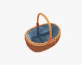 Empty Oval Wicker Basket With Handle 3D-Modell
