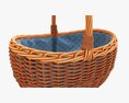 Empty Oval Wicker Basket With Handle Modello 3D
