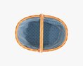 Empty Oval Wicker Basket With Handle 3D-Modell