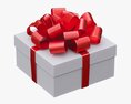 White Gift Box With Red Ribbon 07 3D модель