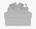 White Gift Box With Red Ribbon 07 3d model